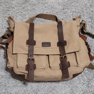 S-ZONE Vintage Camera Messenger Bag Leather Canvas